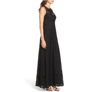 Vera Wang Always Navy Illusion Neckline Lace Gown